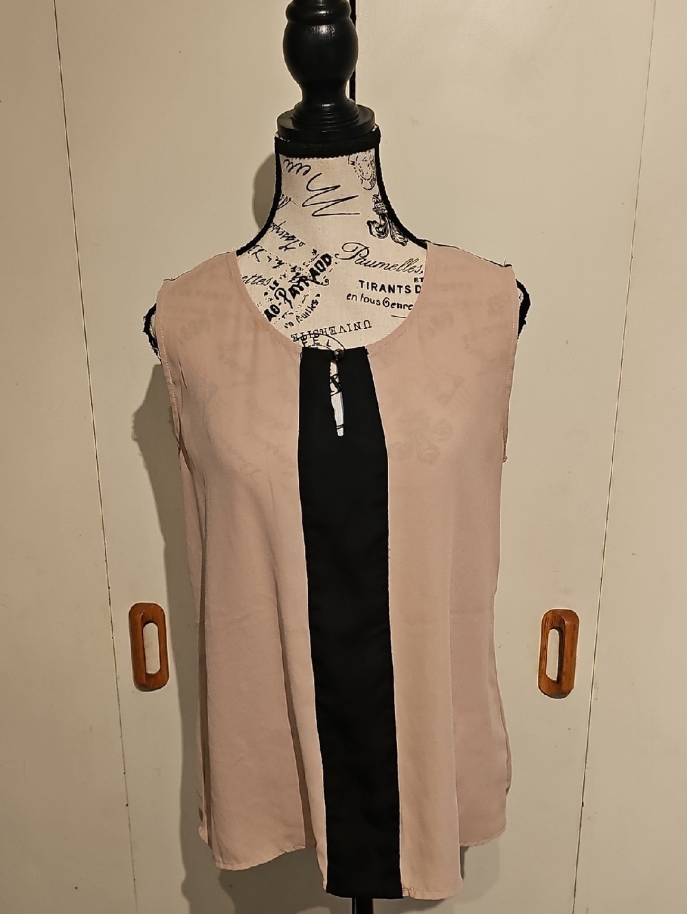 Faith and Joy Tan and Black Contrast Keyhole Camisole
